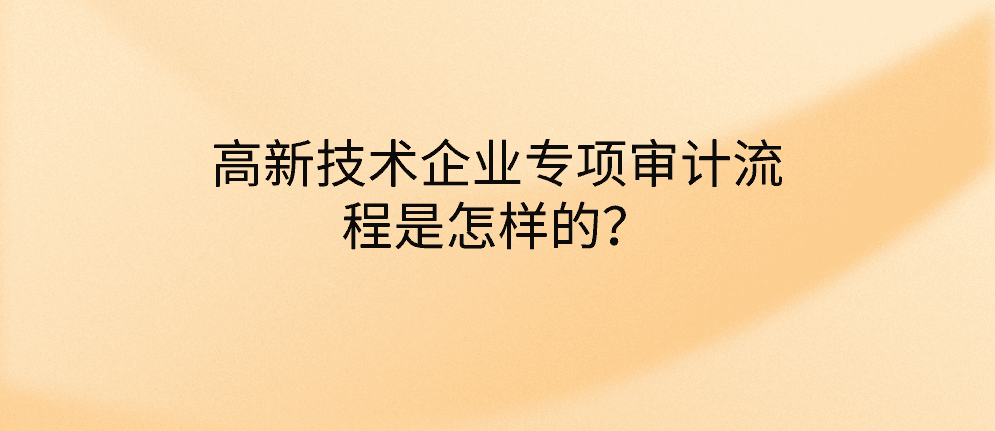 高新技术企业专项审计流程是怎样的？